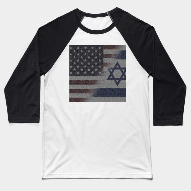 American and Israeli Flag Blended Baseball T-Shirt by designs-by-ann